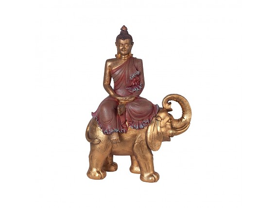 Buda sobre elefante dorado 