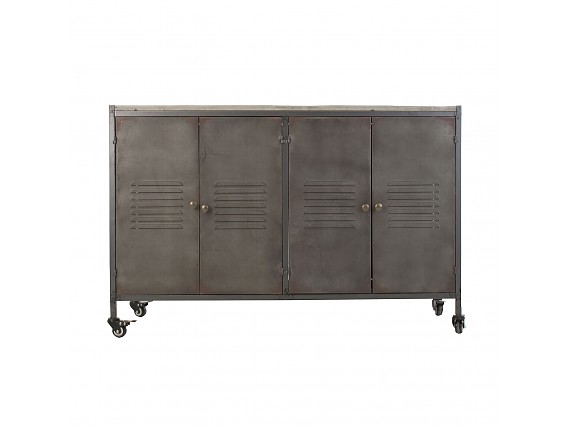 Mueble buffet de hierro y madera con 4 puertas