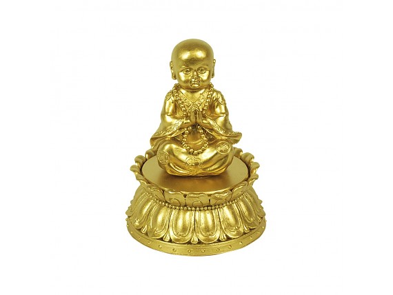 Caja de Buda dorado de resina sentado en tapa