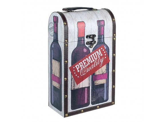 Caja porta 2 botellas de vino forrado polipiel