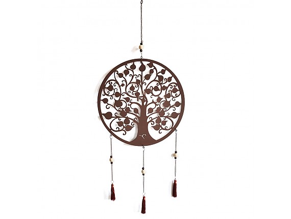 Colgante decorativo árbol de la vida metal marrón