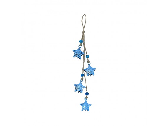 Colgante estrellas azules de metal para árbol Navidad