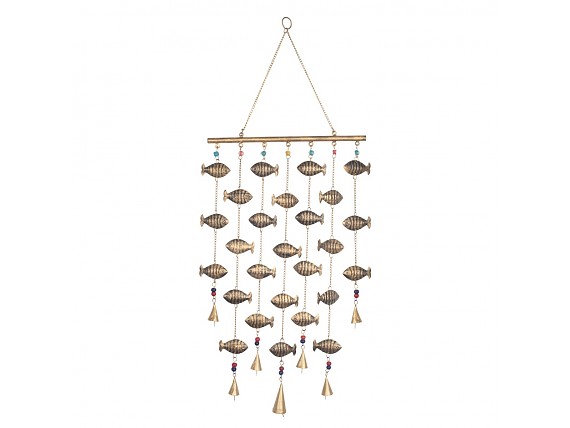 Colgante móvil peces metal dorado