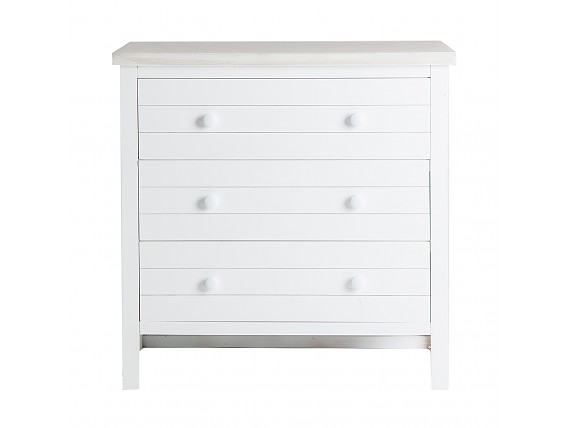 Cómoda blanca de madera pino 3 cajones