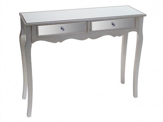 Convenience Concepts Gold Coast Deluxe - Mesa De Escritorio Con 2 Cajones, Espejo/plata