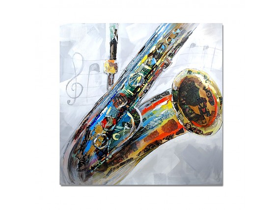 Cuadro colorido saxofón 100x100 cm