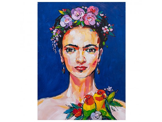 Cuadro Frida Kahlo mujer con flores en la cabeza