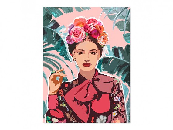 Cuadro moderno floral de mujer mexicana Frida Kahlo 