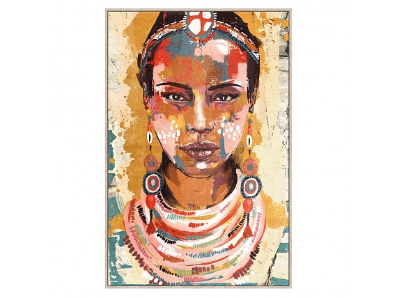 Cuadro mujer africana multicolor