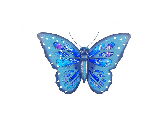Decoración de pared mariposa metálica azul