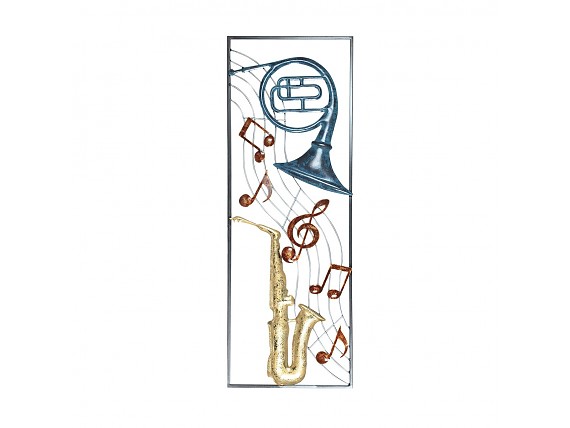 Decoración metal instrumentos saxofón y trompa