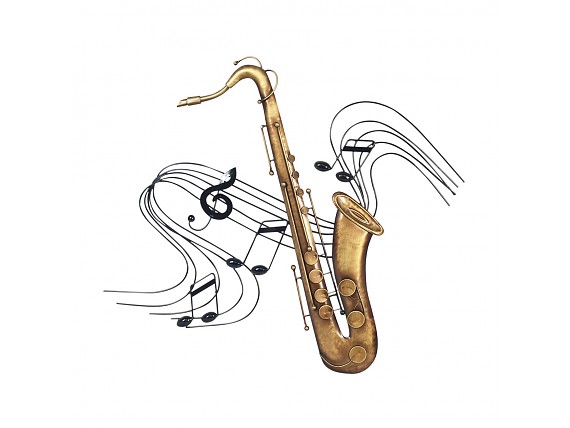 Decoración pared musical saxofón y notas musicales