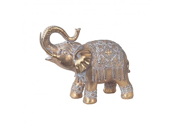 Elefante figura de resina en dorado