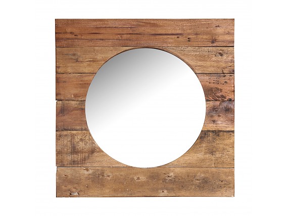 Espejo cuadrado madera de Mahogany efecto envejecido