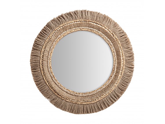 Espejo estilo Boho de fibra natural