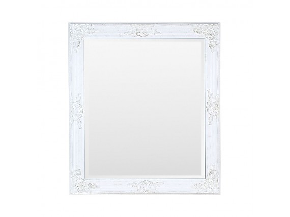 Espejo marco madera pintado blanco decapé