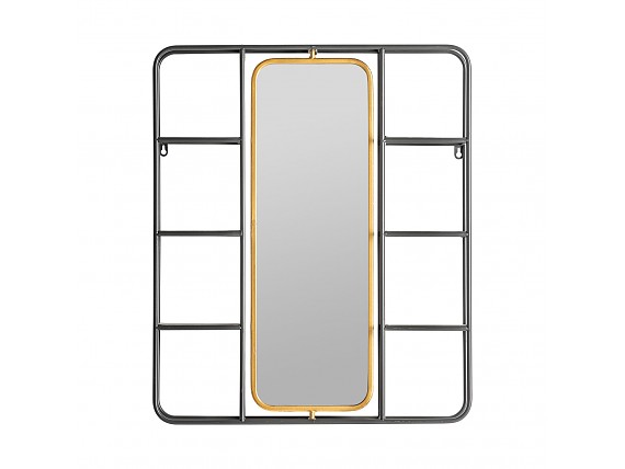 Espejo rectangular de pared de metal con estructura