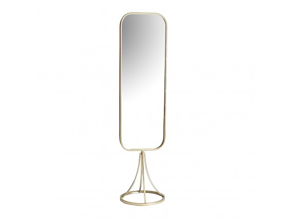 Espejo de pie con marco de hierro dorado