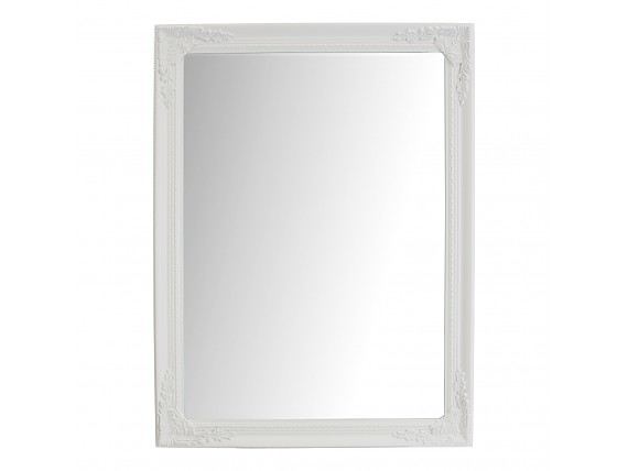 Espejo rectangular blanco con ornamento