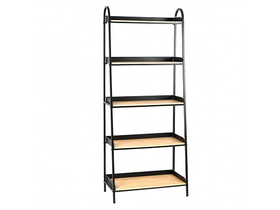 Estantería tipo escalera negra y madera