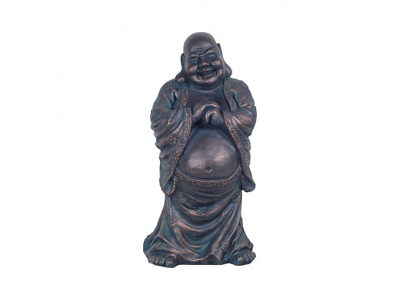 Estatuilla de Buda gordo en magnesia efecto cobre