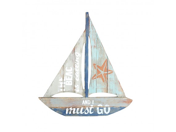 Figura barco de madera con frase 47,5x43 cm