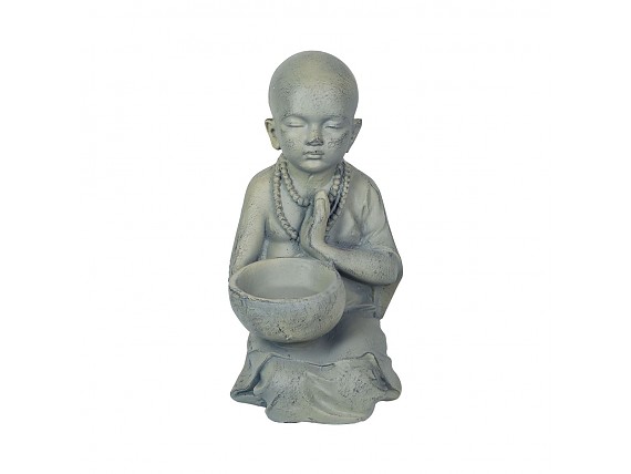 Figura de Buda con pocillo de magnesia envejecida