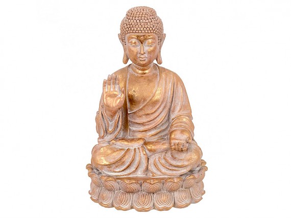 Figura Buda de resina dorada Mudra Abhaya 