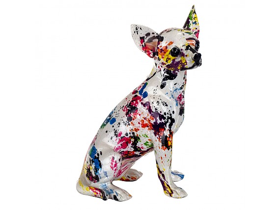 Figura Chihuahua de resina manchas colores