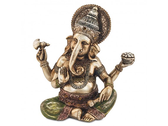 Figura dios Ganesh de resina en oro viejo