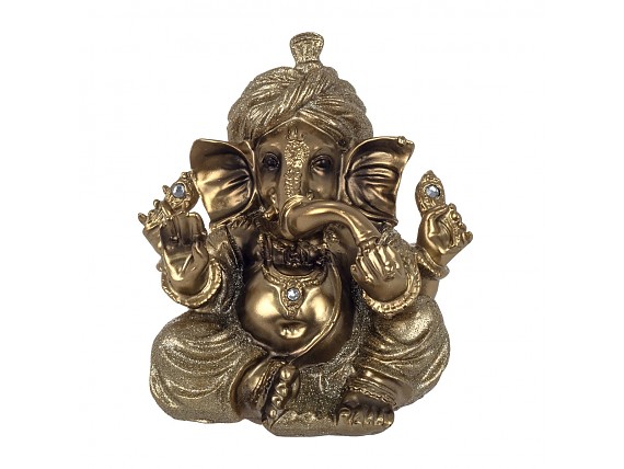 Figura dios Ganesh sentado en resina dorada