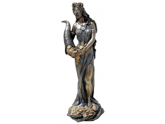 Figura diosa de la fortuna de resina bronce