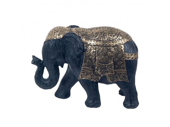 Figura elefante étnicos negro y dorados pequeño