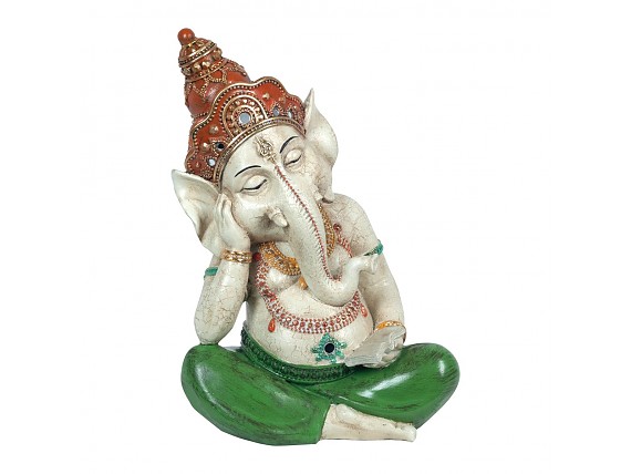 Figura decorativa Ganesha leyendo un libro