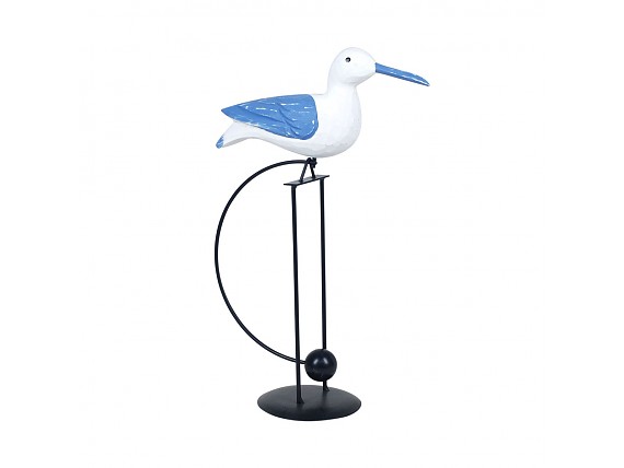 Figura gaviota oscilante de madera sobre peana