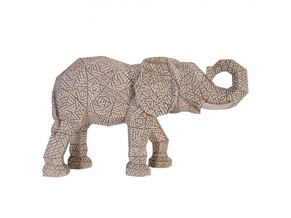 Figura elefante de resina con líneas geométricas