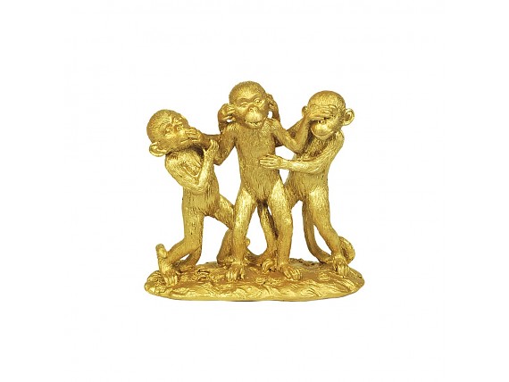 Figura monos sabios de resina dorada