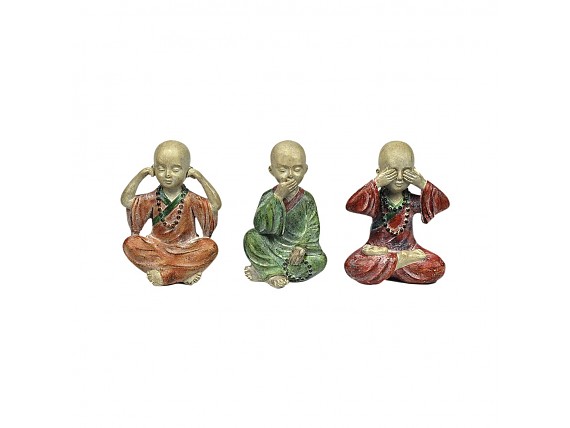 Figuras decoración 3 monjes budistas no ver, oír, callar