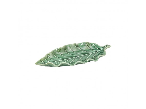 Fuente decorativa de cerámica hoja verde 24 cm