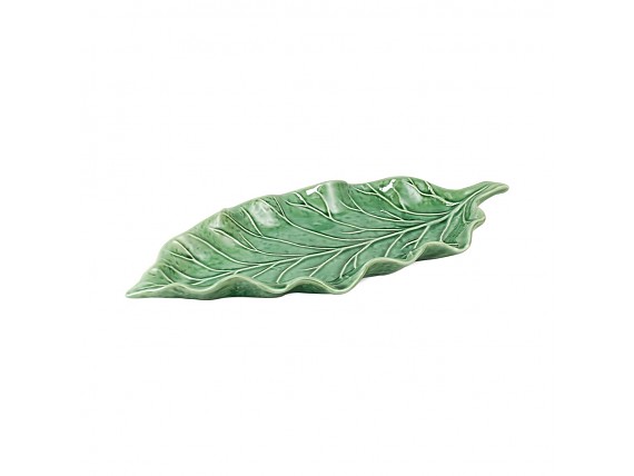 Fuente de cerámica hoja verde 31 cm
