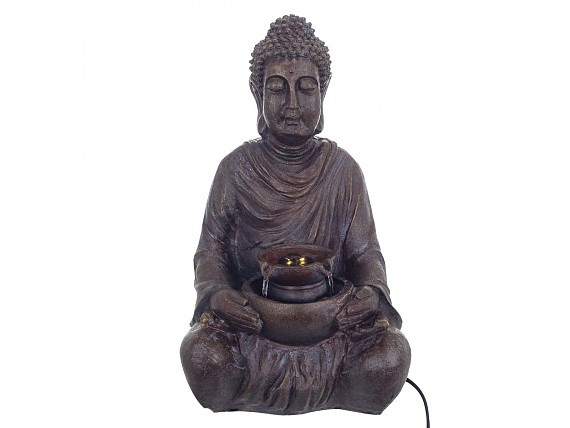 Fuente estatua de Buda y cascada entre las manos