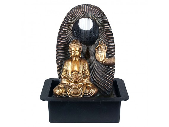 Fuente zen para interior Buda de resina dorado
