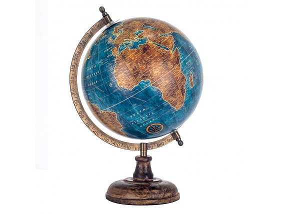 Globo terráqueo decorativo con mapamundi físico inglés