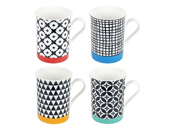 Juego de 4 tazas diseño multicolor