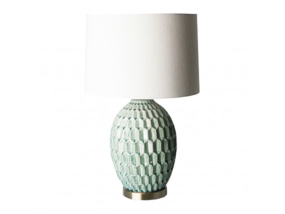 Lámpara cerámica de mesa con pantalla lino