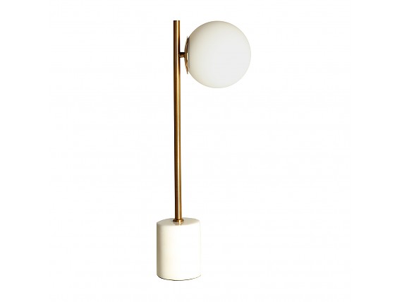 Lámpara de mesa bola en blanco y dorado