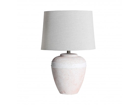 Lámpara de mesa cerámica rústica color blanco roto