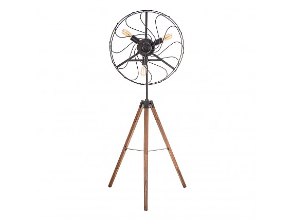 Lámpara de pie trípode diseño ventilador 