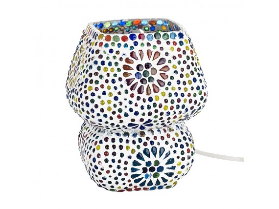 Lámpara de mesa cristales colores mosaico árabe