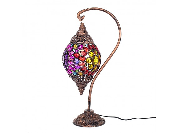 Lámpara de mesa turca mosaico de cristales y brazo cisne